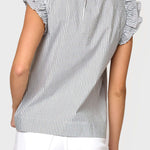 Double Flutter Sleeve Poplin Stripe Top | Milk & Baby