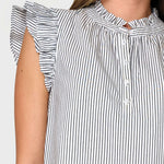 Double Flutter Sleeve Poplin Stripe Top | Milk & Baby