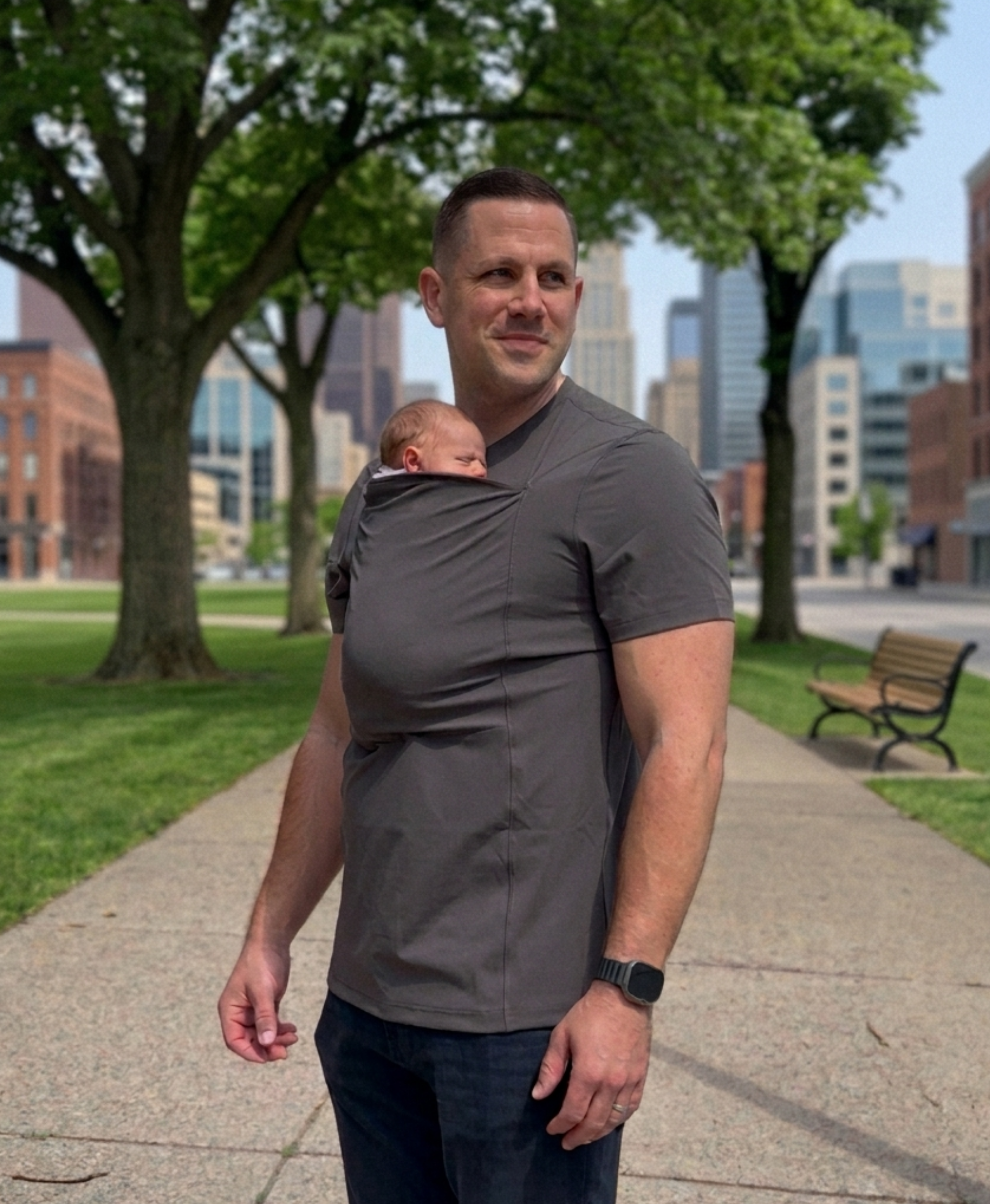 Lalabu Dad Shirt | Newborn Kangaroo Care & Skin-to-Skin Top | Gray