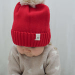 Luna + Luca Pom Beanie - Red | Milk & Baby