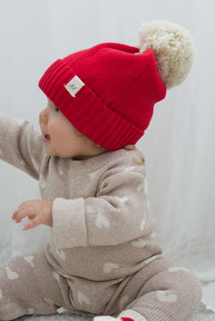 Luna + Luca Pom Beanie - Red | Milk & Baby