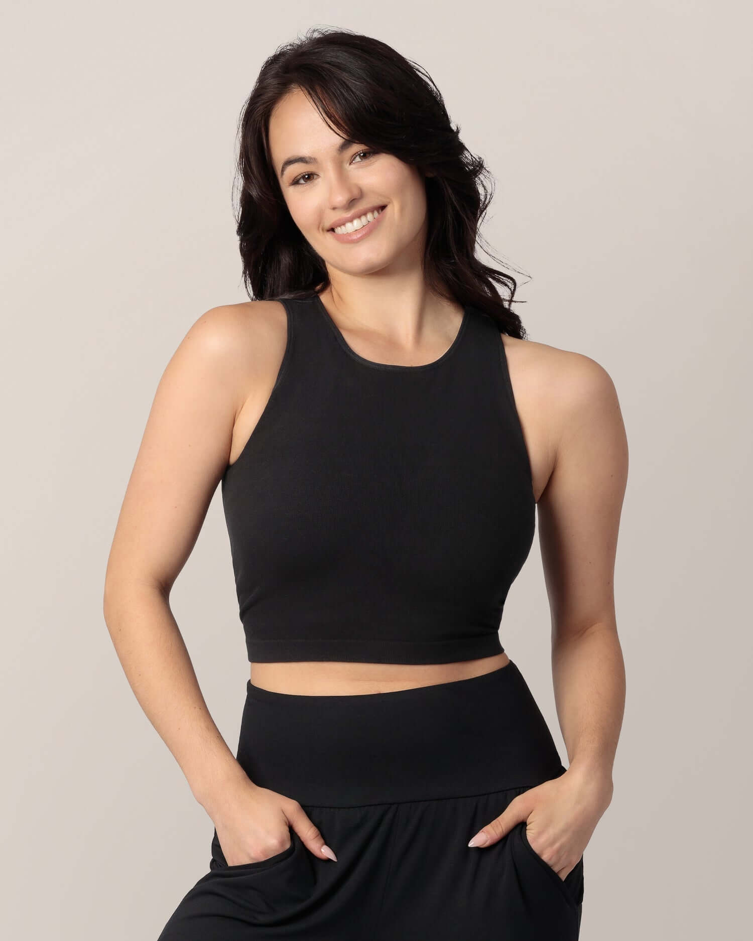 Sublime® Bamboo Maternity & Nursing Longline Bra Top | Black | Milk & Baby