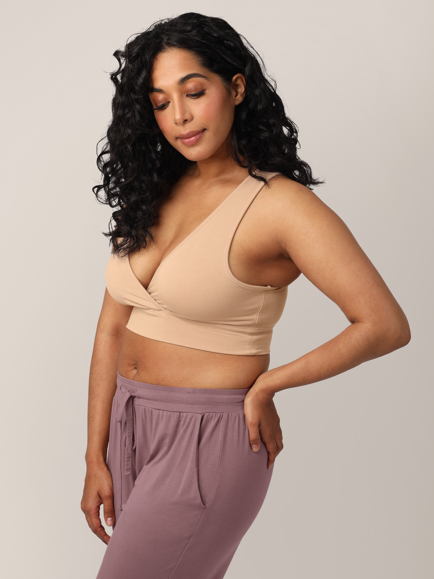 French Terry Racerback Nursing & Sleep Bra | Beige | Milk & Baby