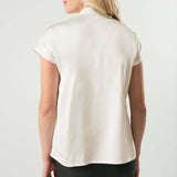 Short Sleeve Satin Maternity Shell Top with Concealed Nursing Zip | Milk & Baby