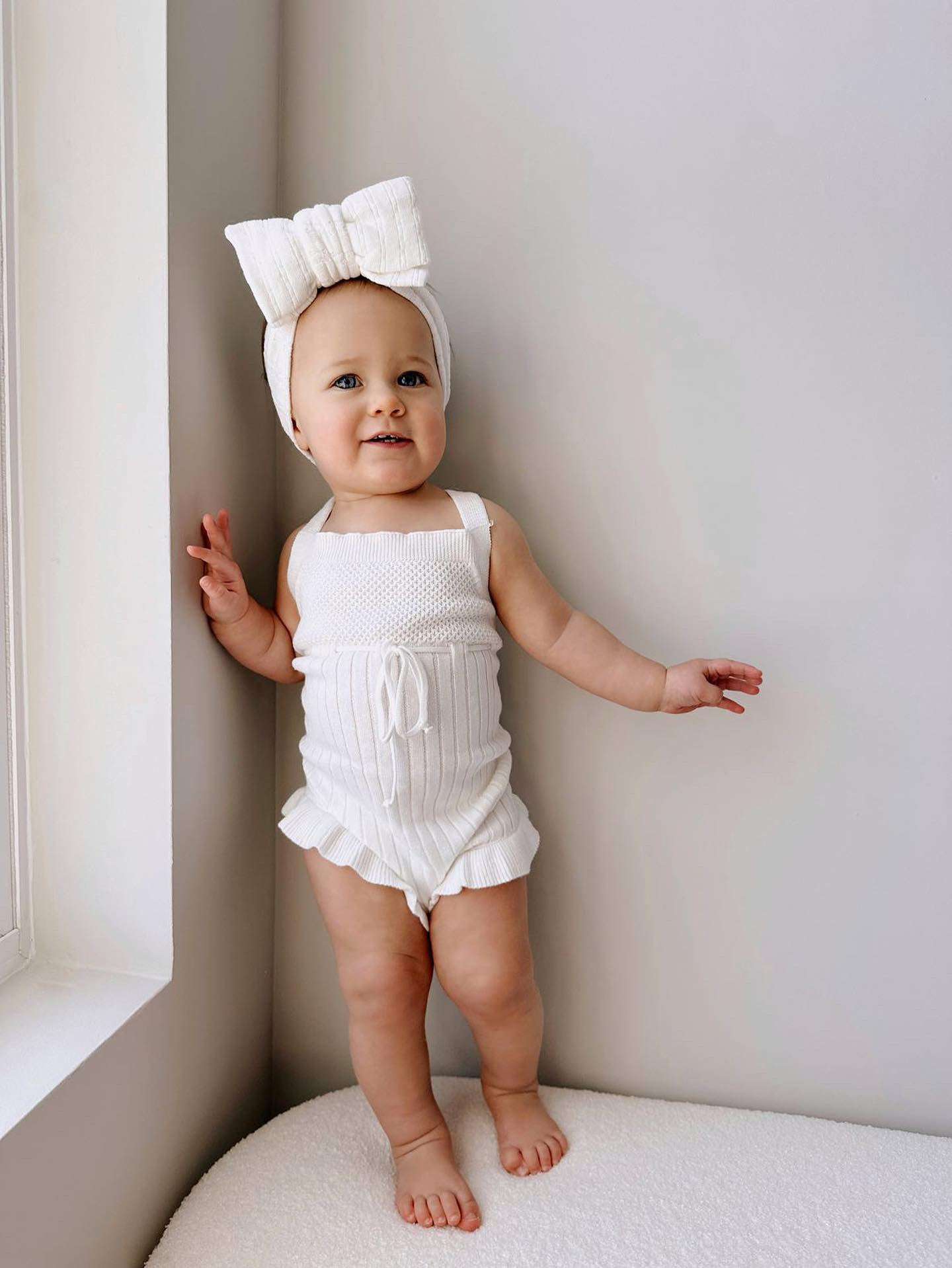 Luna + Luca Sleeveless Ruffle Romper | White Milk & Baby