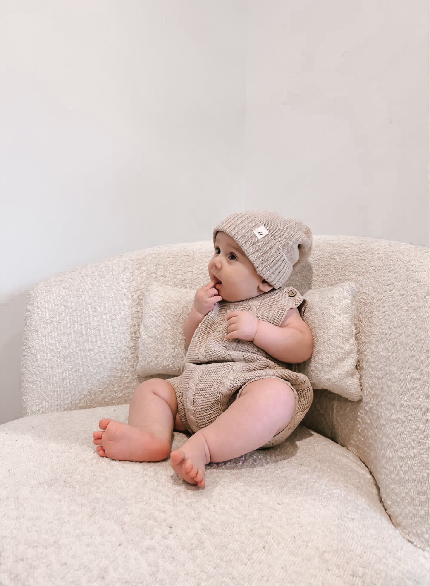 Luna + Luca Cable Knit Summer Romper - Heather Beige | Milk & Baby