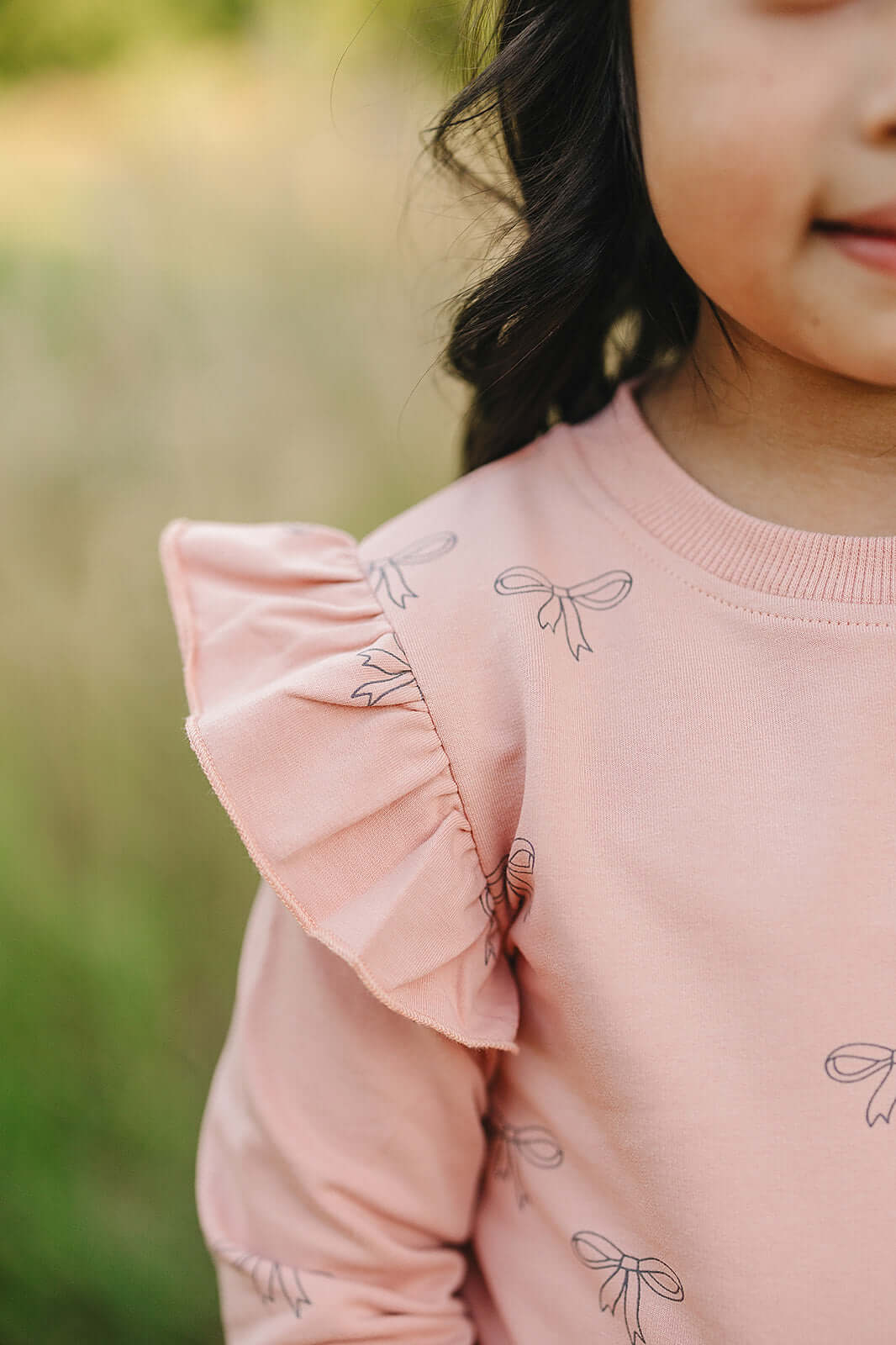 Pink Ribbon Ruffle French Terry Set | Milk & Baby