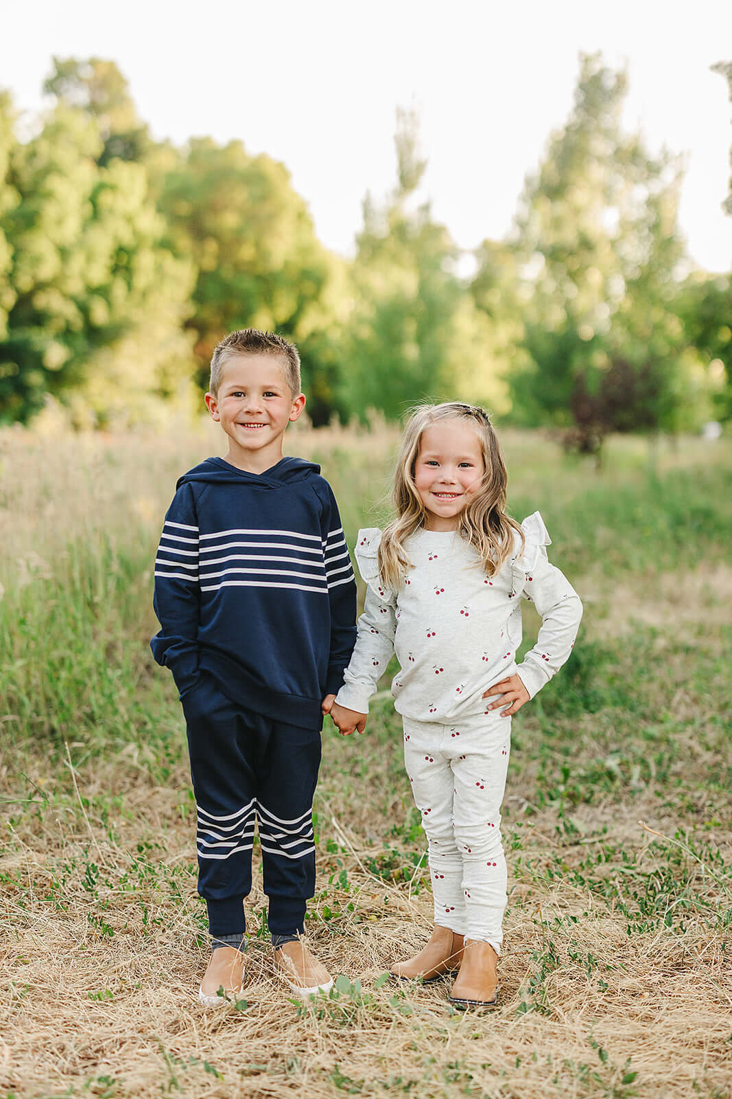Navy Stripes Hooded French Terry Set | Milk & Baby