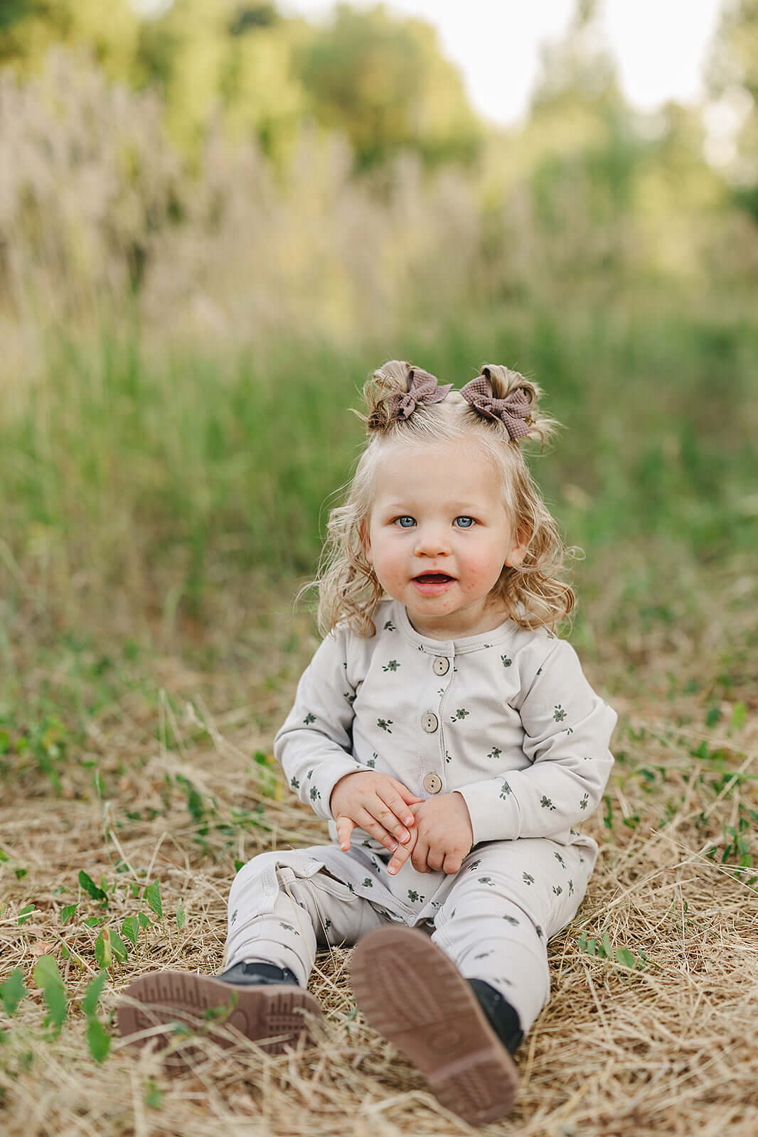 Floral Long Sleeve Button Romper | Milk & Baby
