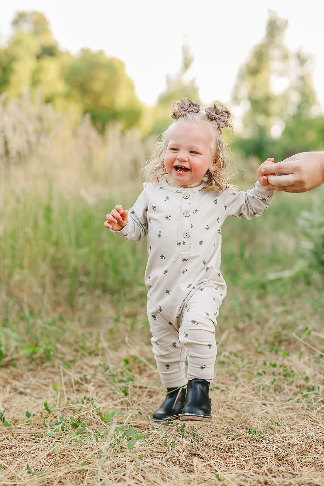 Floral Long Sleeve Button Romper | Milk & Baby