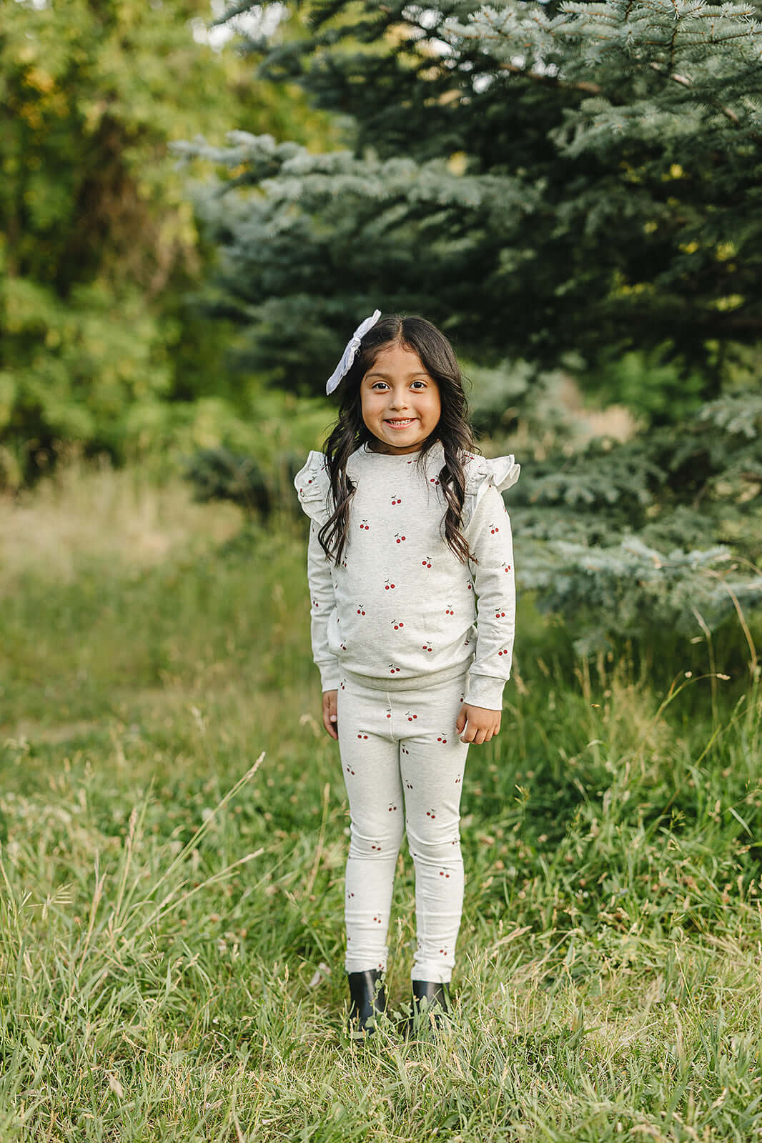 Cherry Ruffle French Terry Set | Milk & Baby