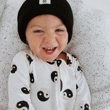 Black & White Yin Yang | Bamboo Zip Pajamas | Milk & Baby