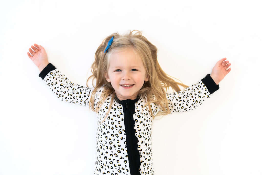 Allie Leopard Bamboo Ruffle Convertible Footie | Milk & Baby