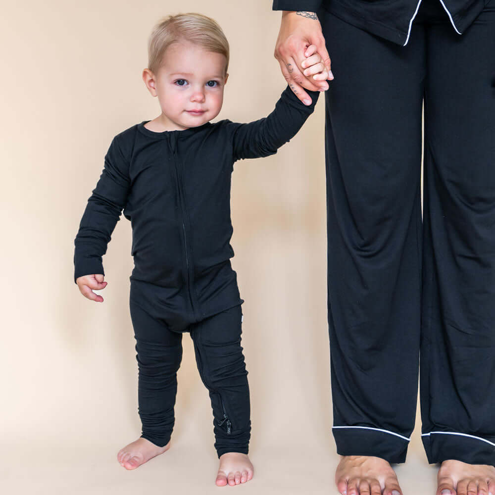 Allie Black Bamboo Convertible Footie | Milk & Baby