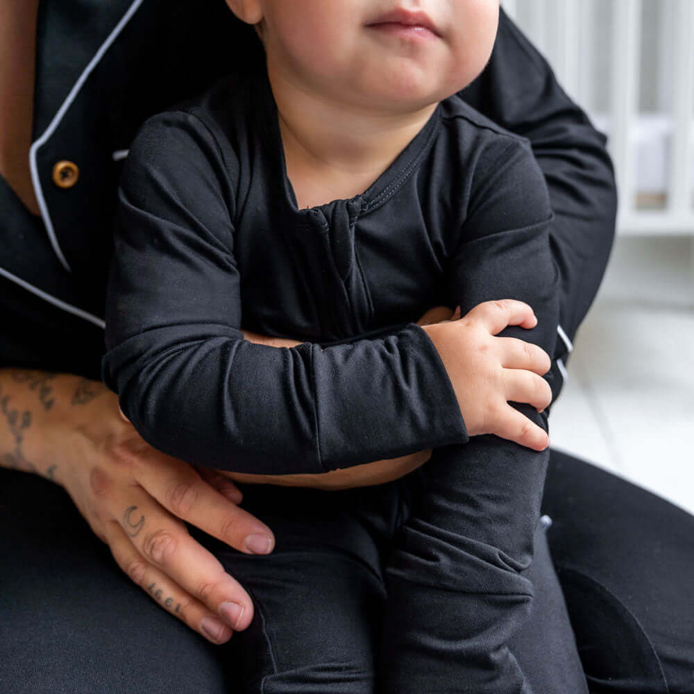 Allie Black Bamboo Convertible Footie | Milk & Baby