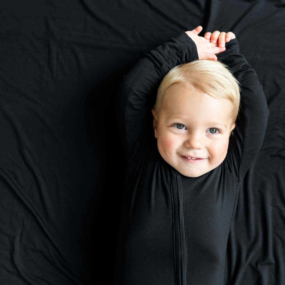Allie Black Bamboo Convertible Footie | Milk & Baby