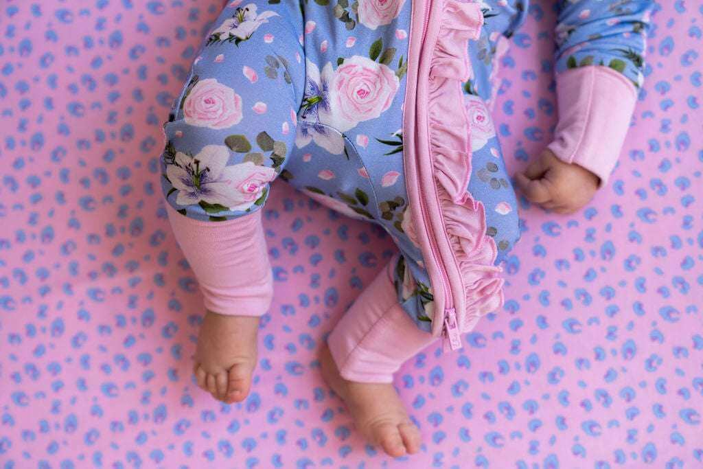 Lillian Floral Bamboo Ruffle Convertible Footie | Milk & Baby