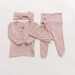 Aspen Outfit, Hat and Headband Set | Dusty Rose | Milk & Baby