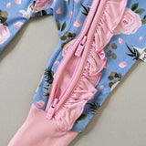 Lillian Floral Bamboo Ruffle Convertible Footie | Milk & Baby
