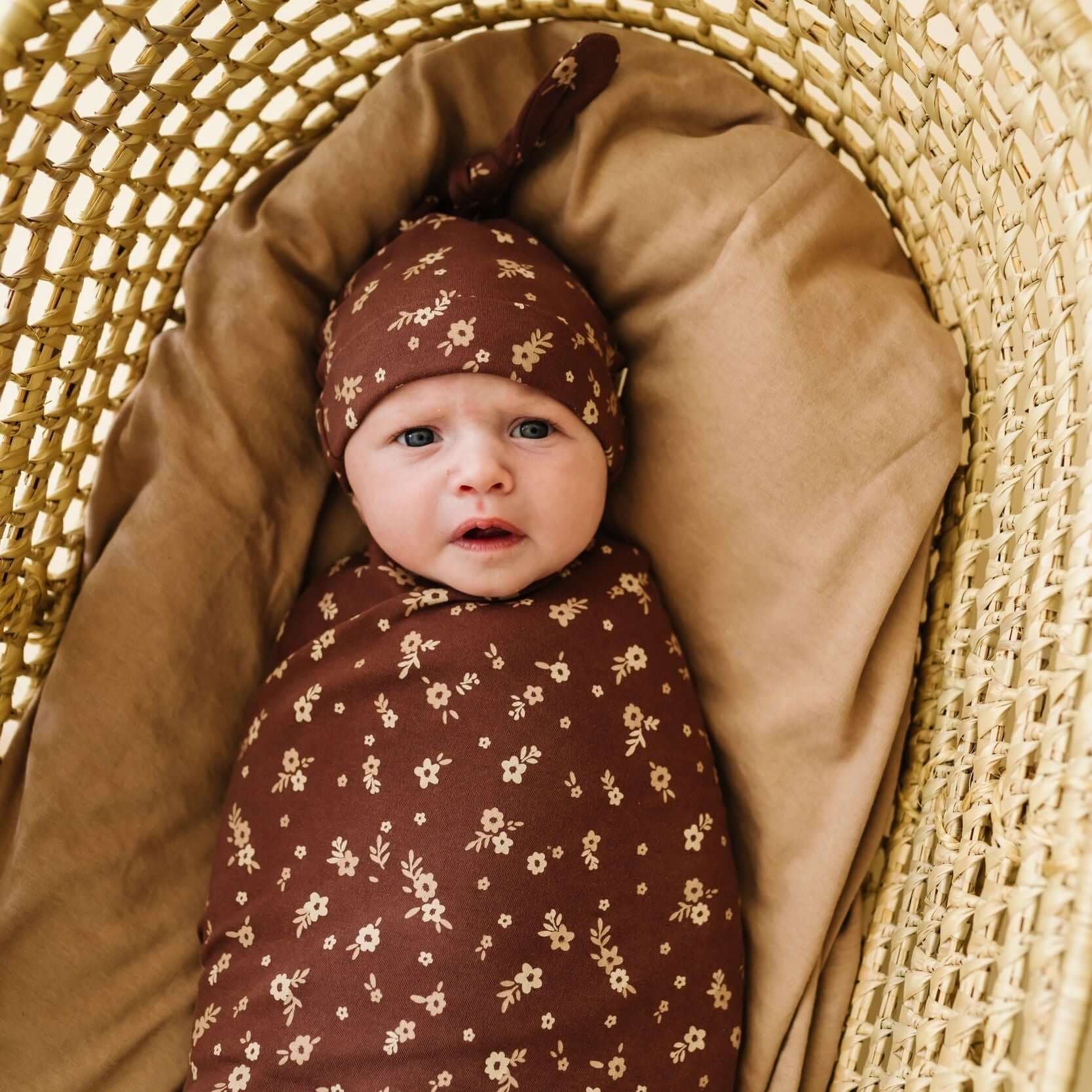 Organic Swaddle Blanket & Hat | Winter Bloom | Milk & Baby