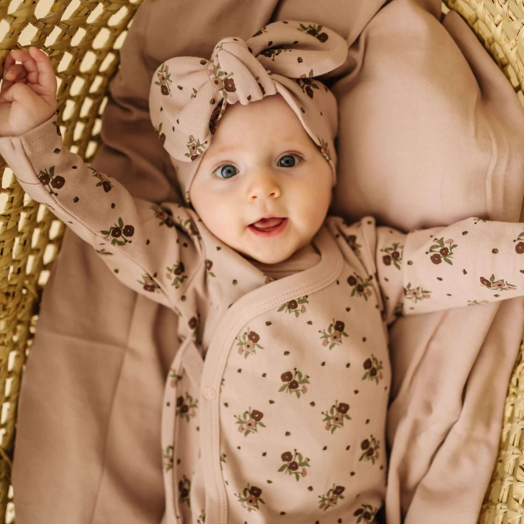 Organic Headwrap - Rose Ditsy | Milk & Baby
