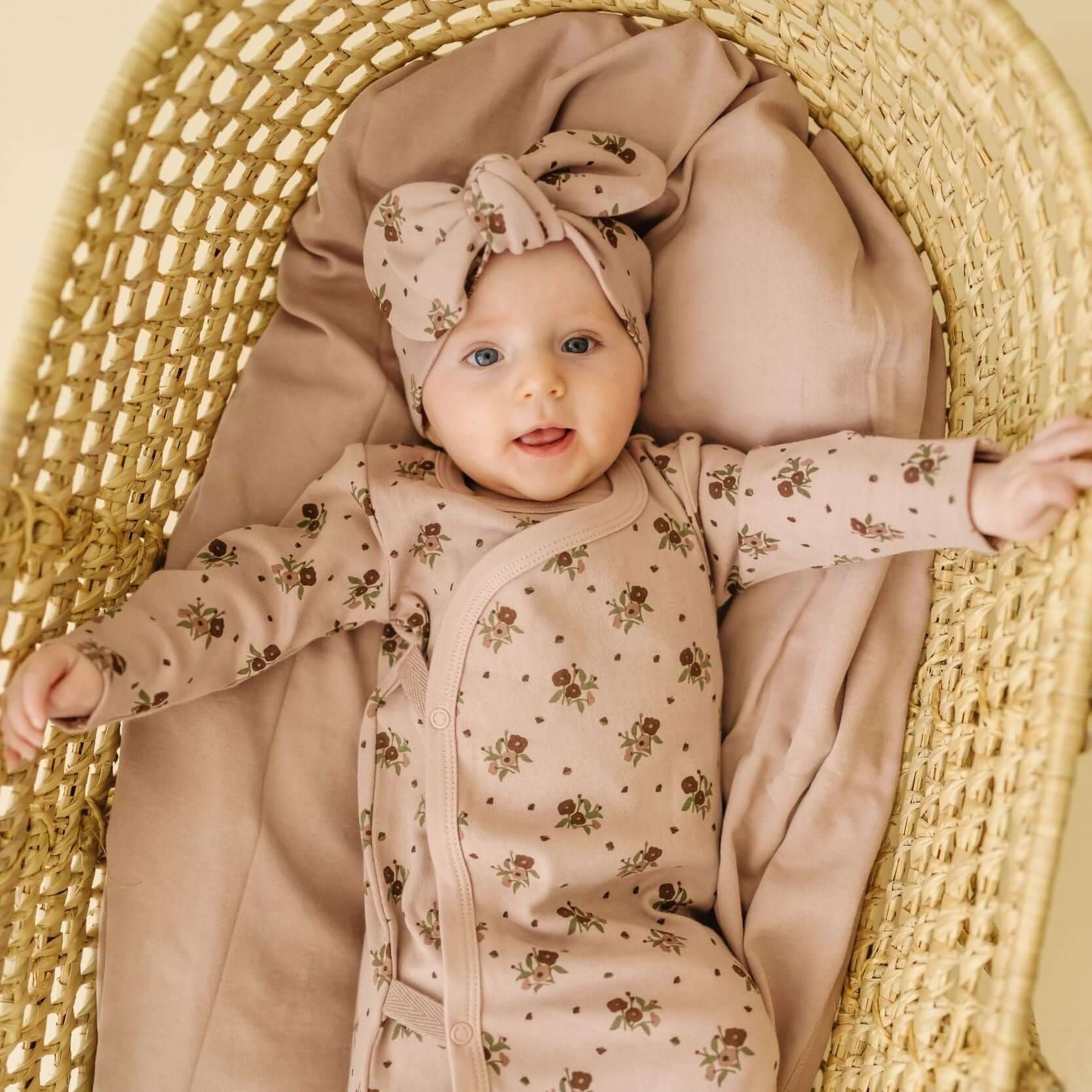 Organic Headwrap - Rose Ditsy | Milk & Baby