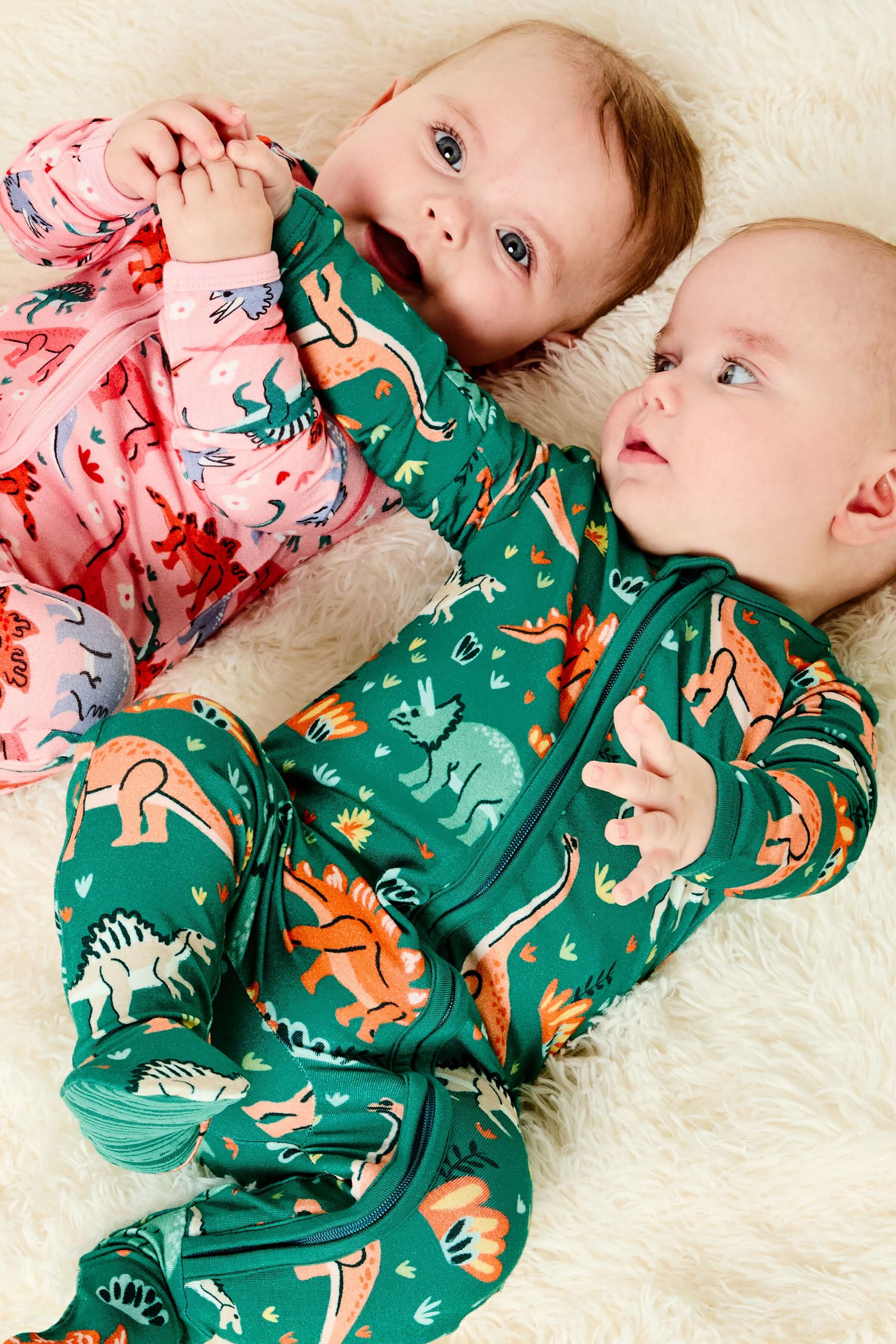 Dinosaur Jungle | Soft & Stretchy Zipper Footie | Milk & Baby