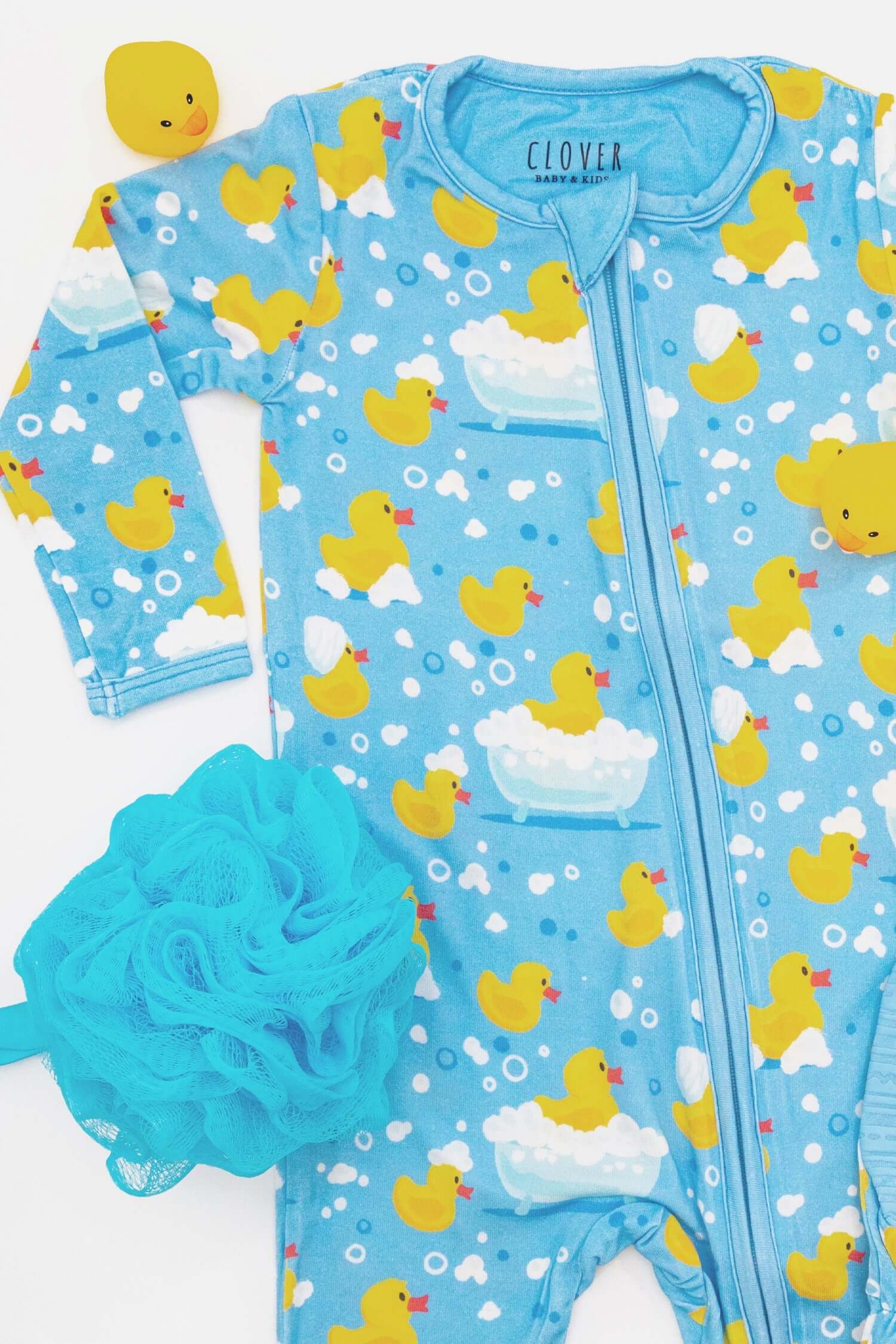 Soft & Stretchy Zipper Footie - Rubber Duckies | Milk & Baby