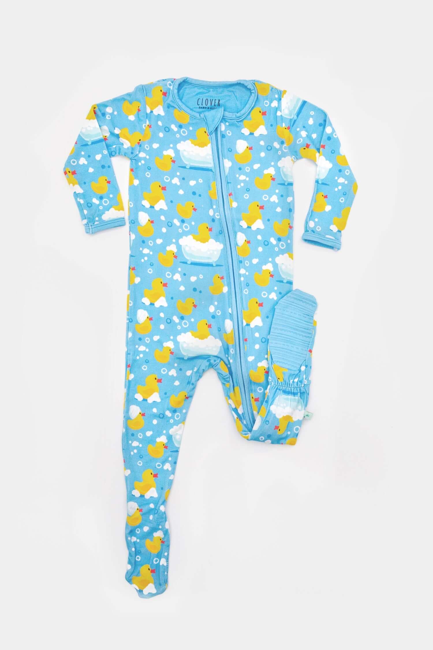 Soft & Stretchy Zipper Footie - Rubber Duckies | Milk & Baby