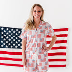 American Flag Women’s Button Down Short Set | Milk & Baby