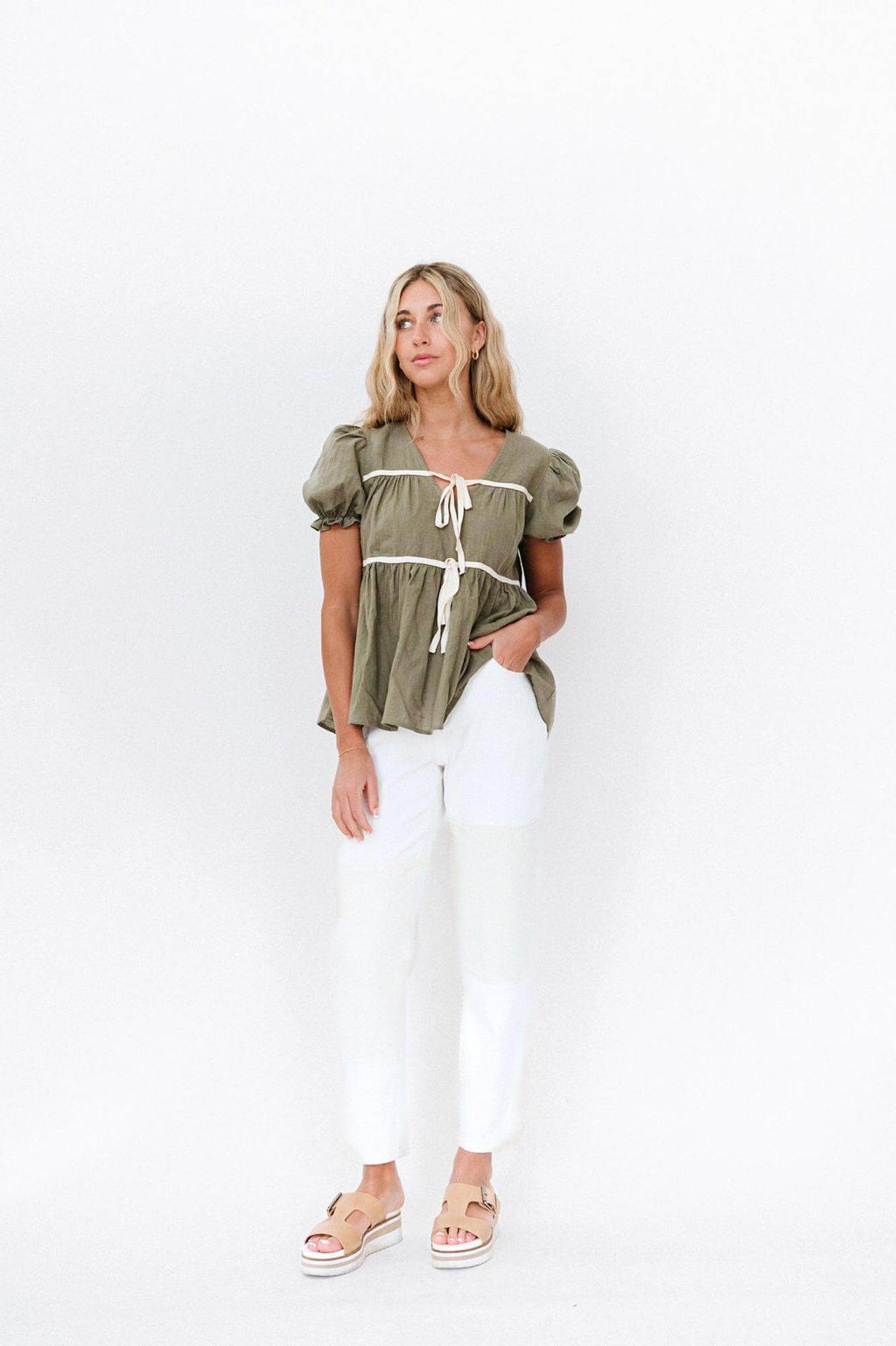 Winny Top in Olive | Milk & Baby