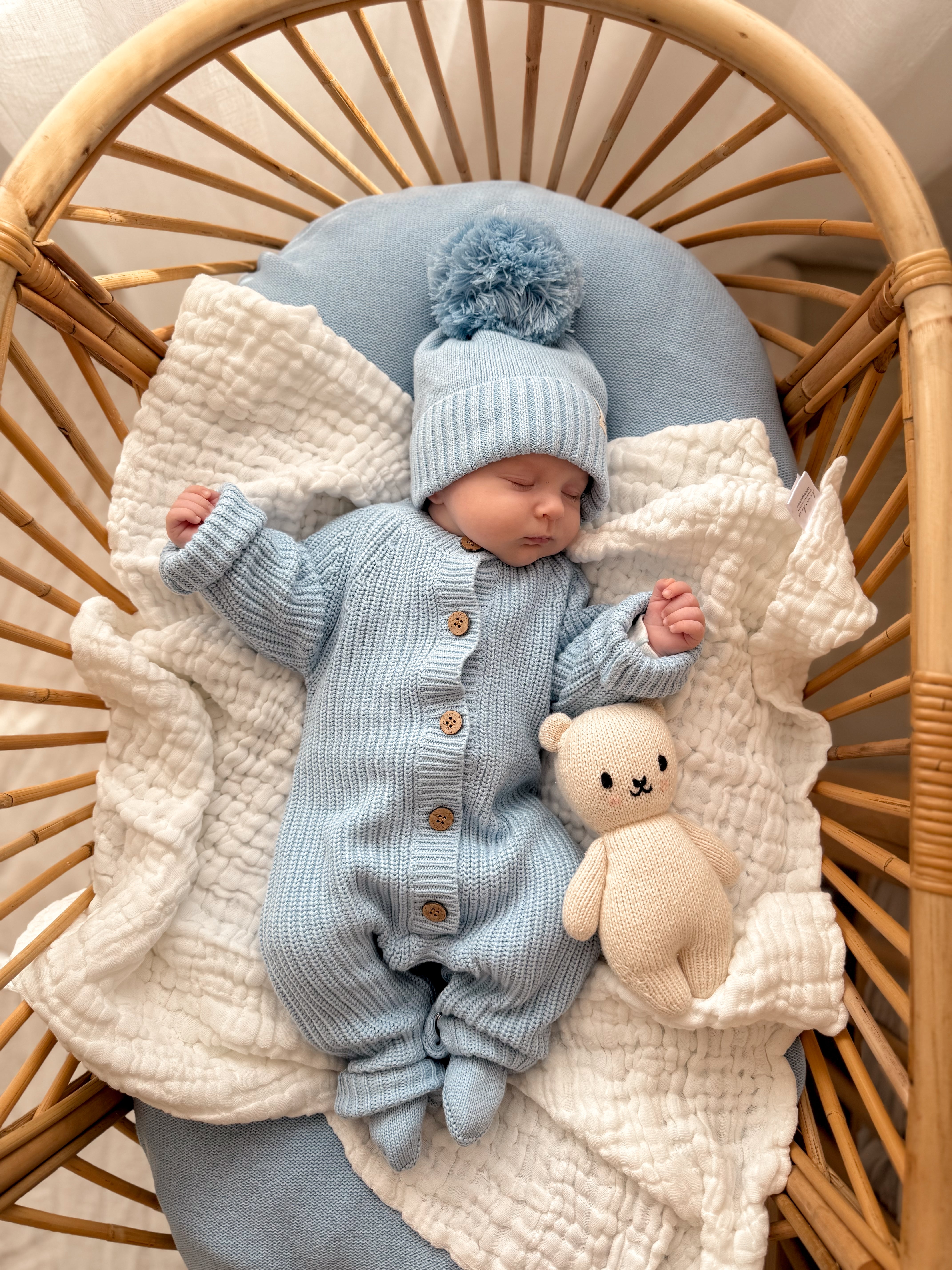 Classic Chunky Knit Jumpsuit Powder Blue Milk Baby – Milk Baby