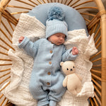 Classic Chunky Knit Jumpsuit | Powder Blue | Milk & Baby