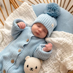 Classic Chunky Knit Jumpsuit | Powder Blue | Milk & Baby