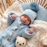 Classic Chunky Knit Jumpsuit | Powder Blue | Milk & Baby