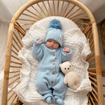 Classic Chunky Knit Jumpsuit | Powder Blue | Milk & Baby
