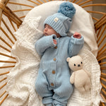 Classic Chunky Knit Jumpsuit | Powder Blue | Milk & Baby