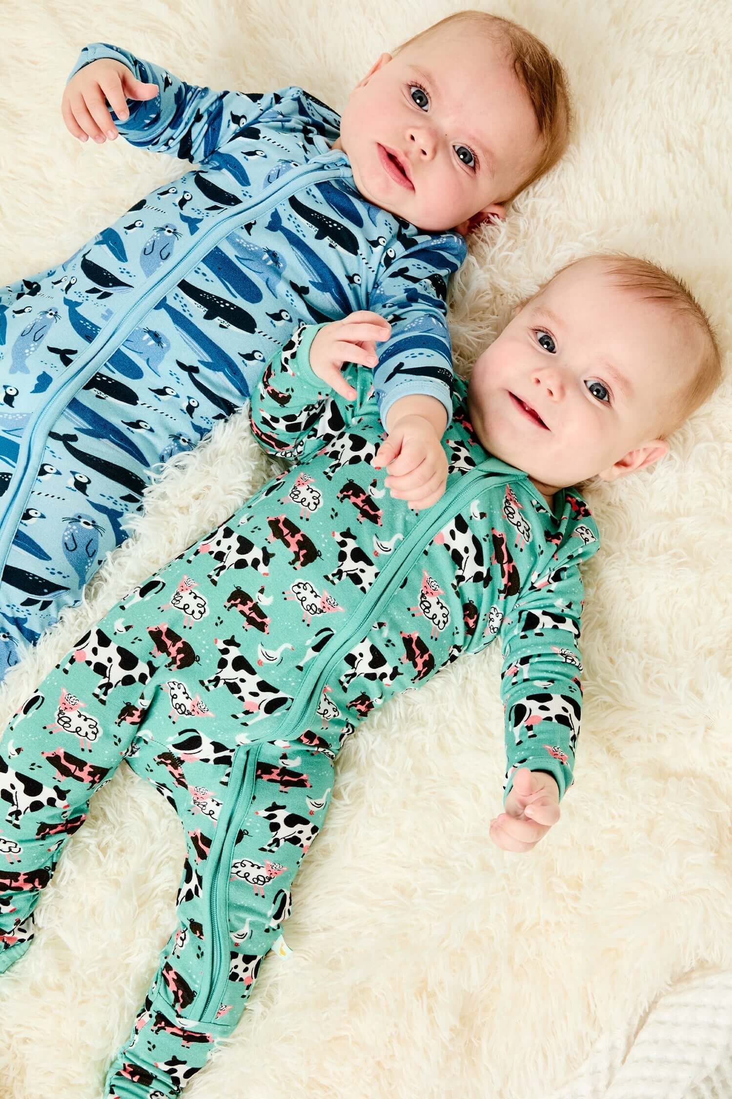 Soft & Stretchy Zipper Footie - Farm Friends | Milk & Baby
