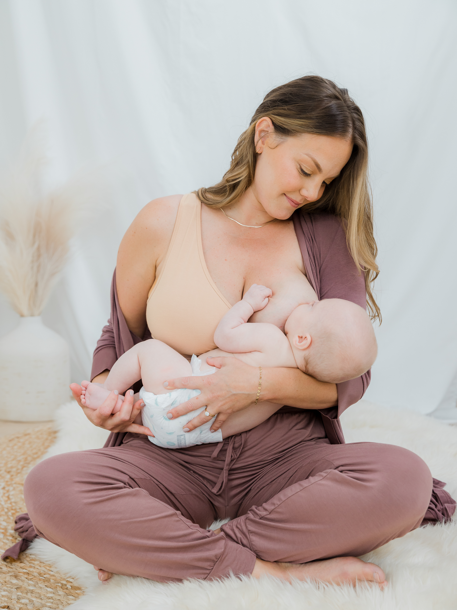 French Terry Racerback Nursing & Sleep Bra | Beige | Milk & Baby