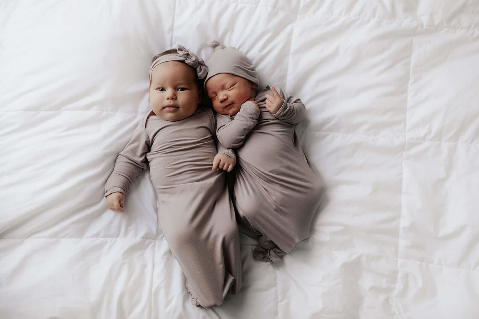 Harbor Mist Knotted Newborn Baby Gown | Milk & Baby