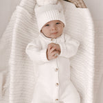 Luna + Luca Classic Purl Knit Jumpsuit - White | Milk & Baby