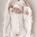 Luna + Luca Classic Purl Knit Jumpsuit - White | Milk & Baby