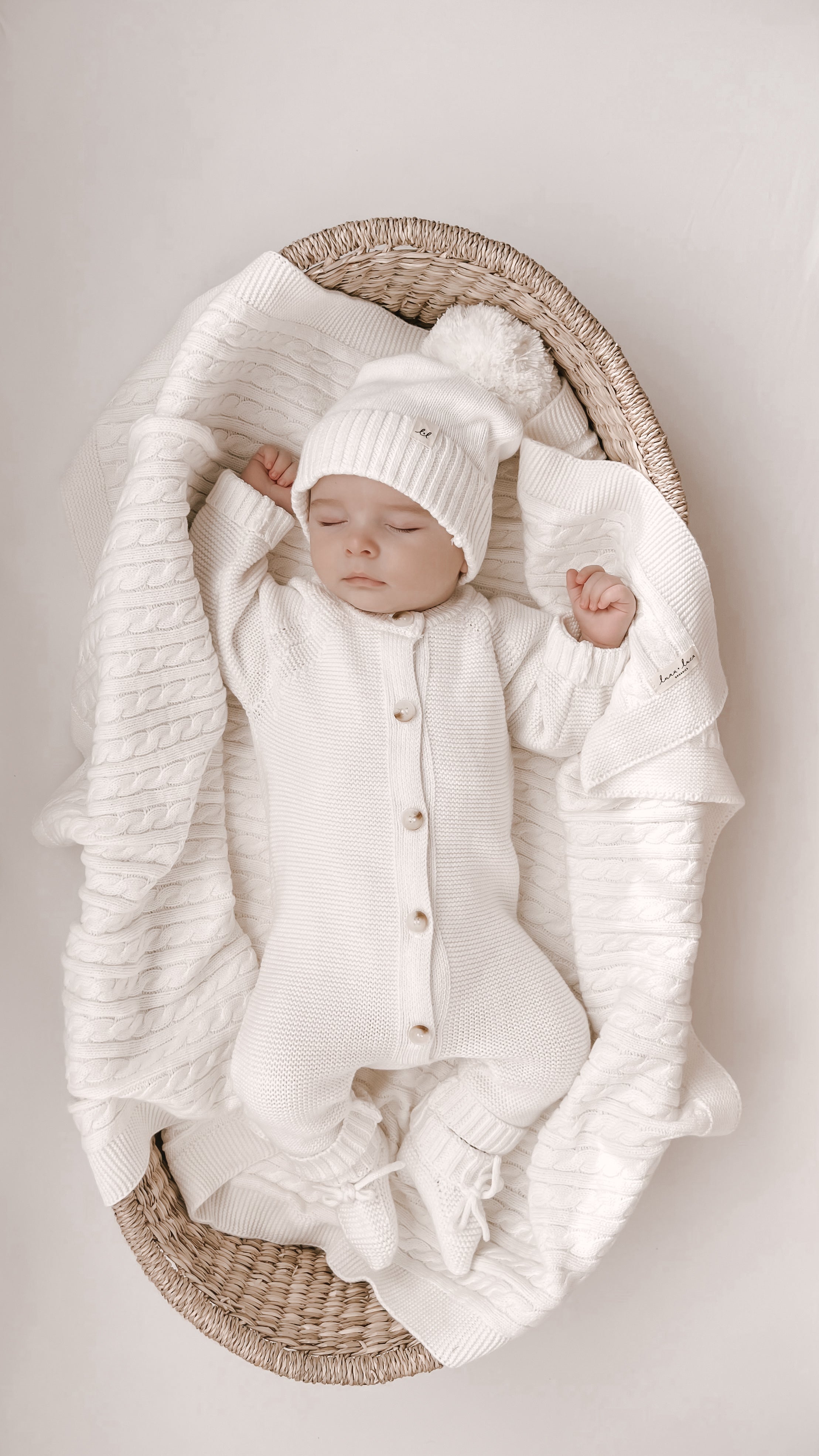 Luna + Luca Classic Purl Knit Jumpsuit - White | Milk & Baby