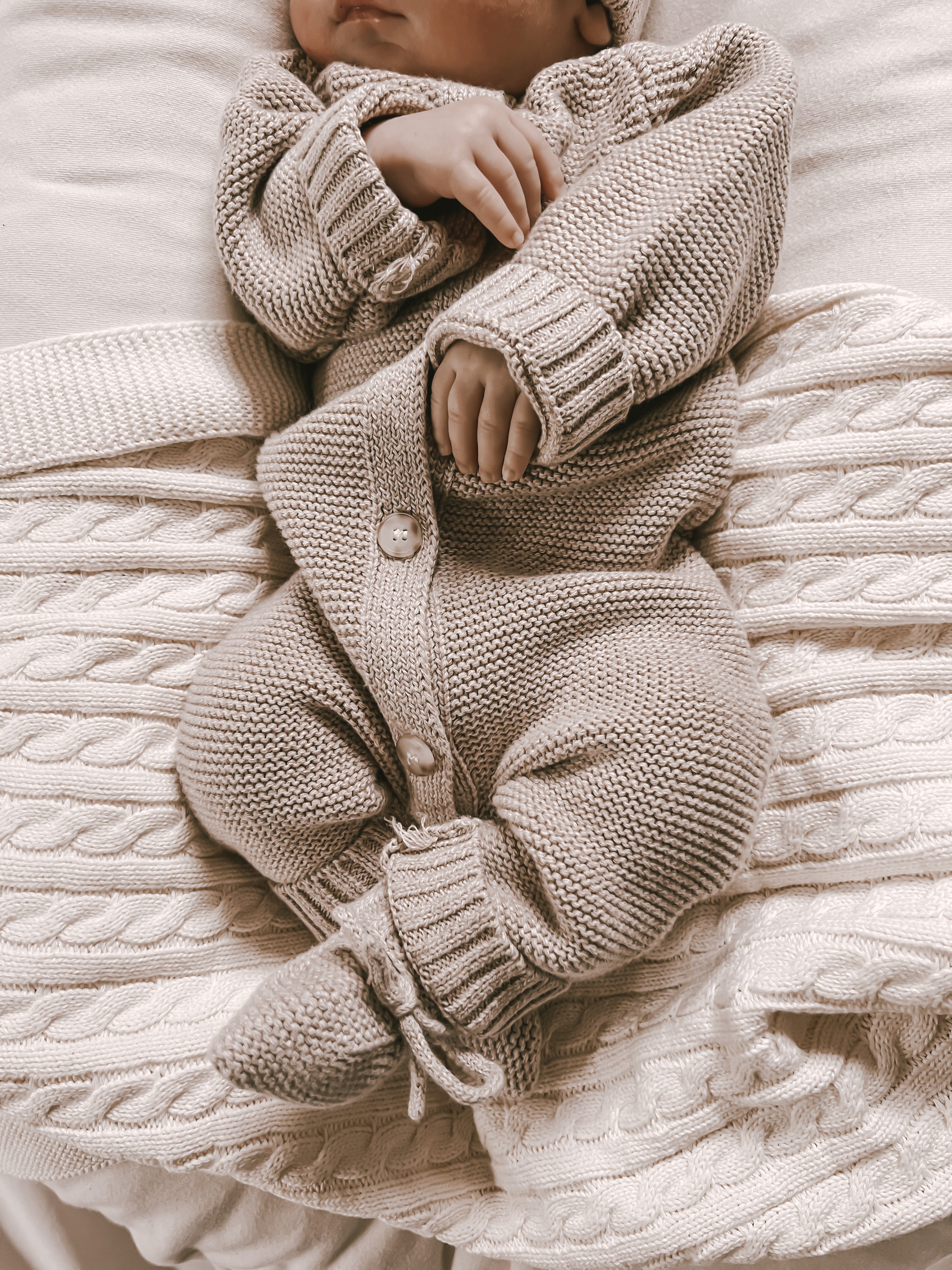 Luna + Luca Classic Purl Knit Jumpsuit - Heather Beige | Milk & Baby