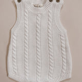 Luna + Luca Cable Knit Summer Romper - White | Milk & Baby