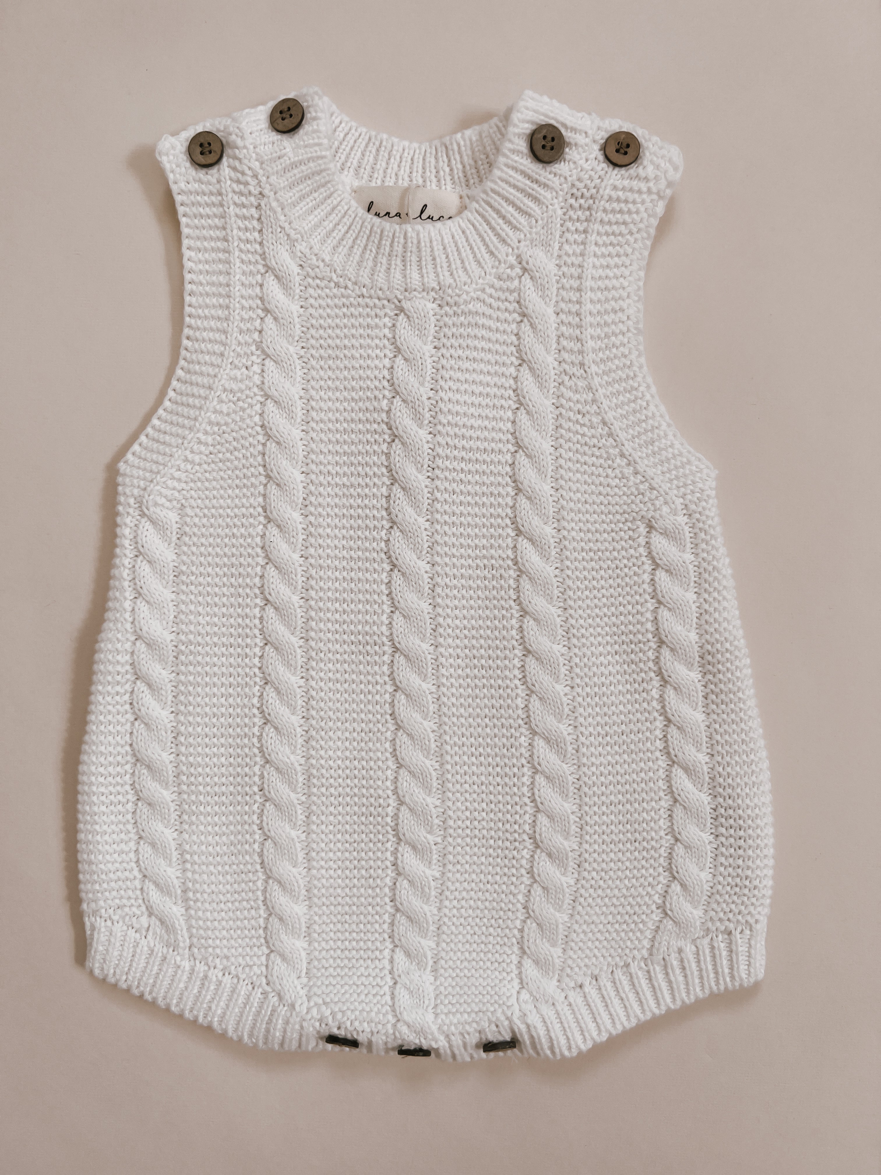 Luna + Luca Cable Knit Summer Romper - White | Milk & Baby