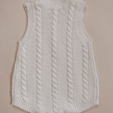 Luna + Luca Cable Knit Summer Romper - White | Milk & Baby