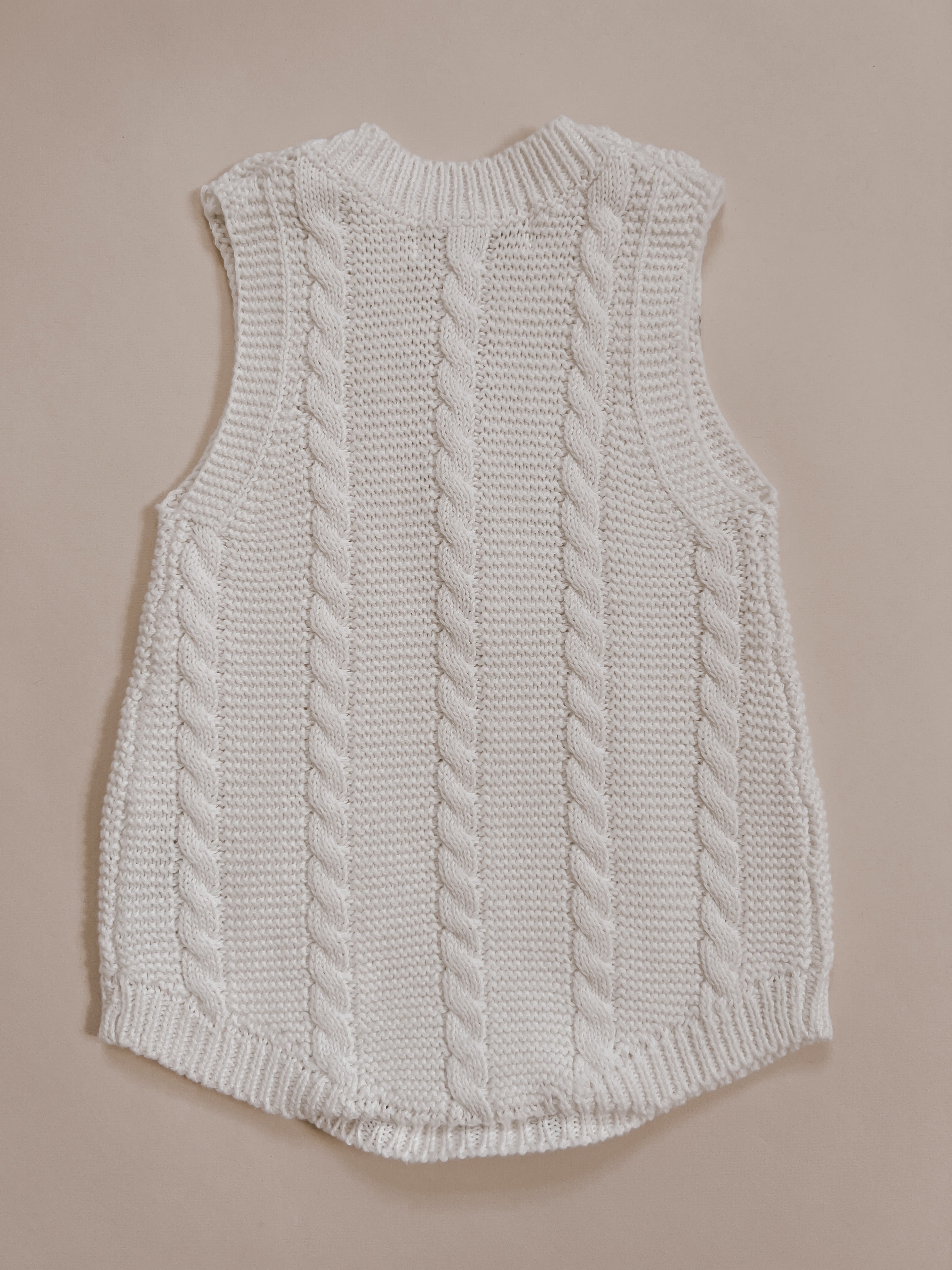 Luna + Luca Cable Knit Summer Romper - White | Milk & Baby