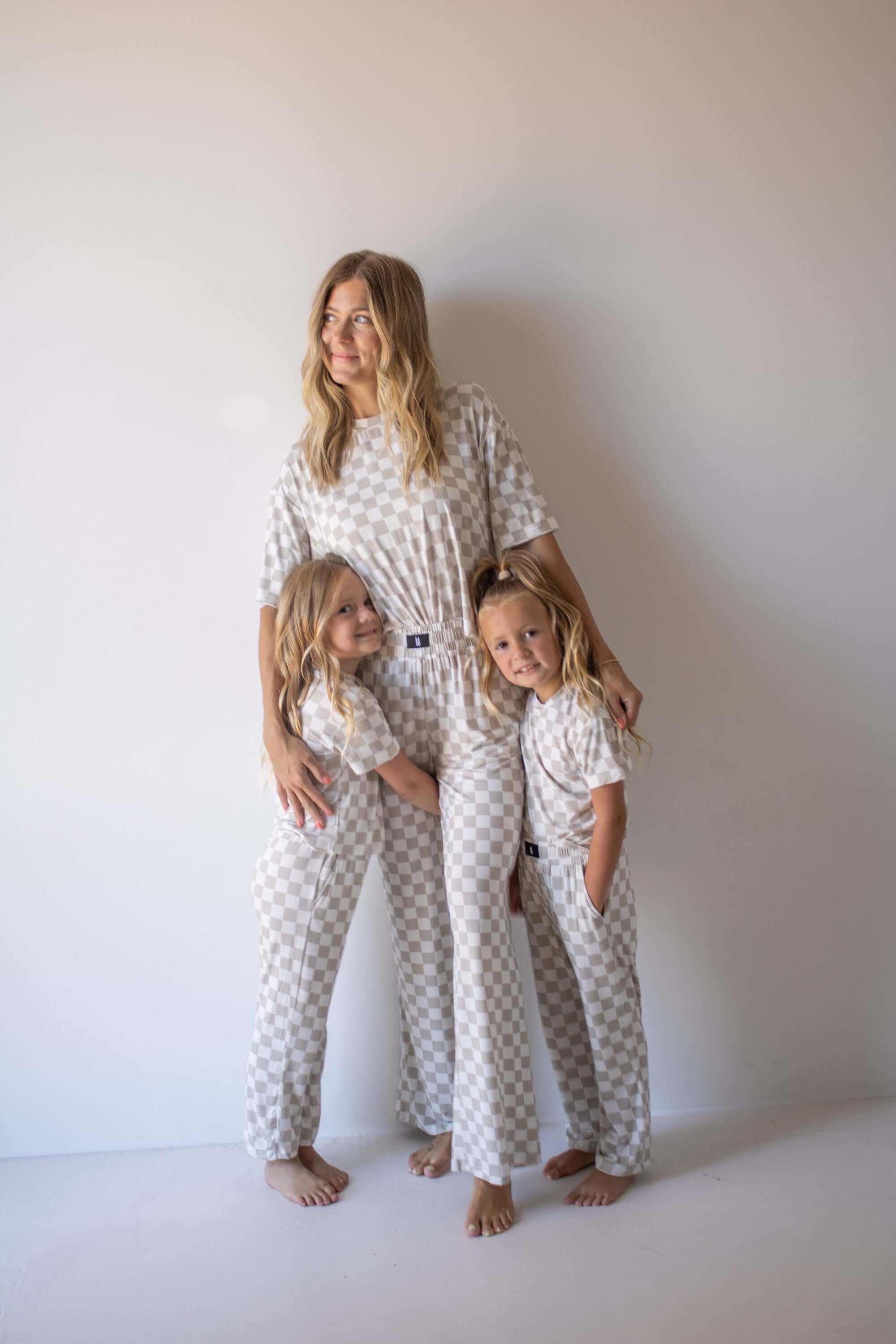 Checkerboard | Women's Boxy Tee Lounge Set | Milk & Baby