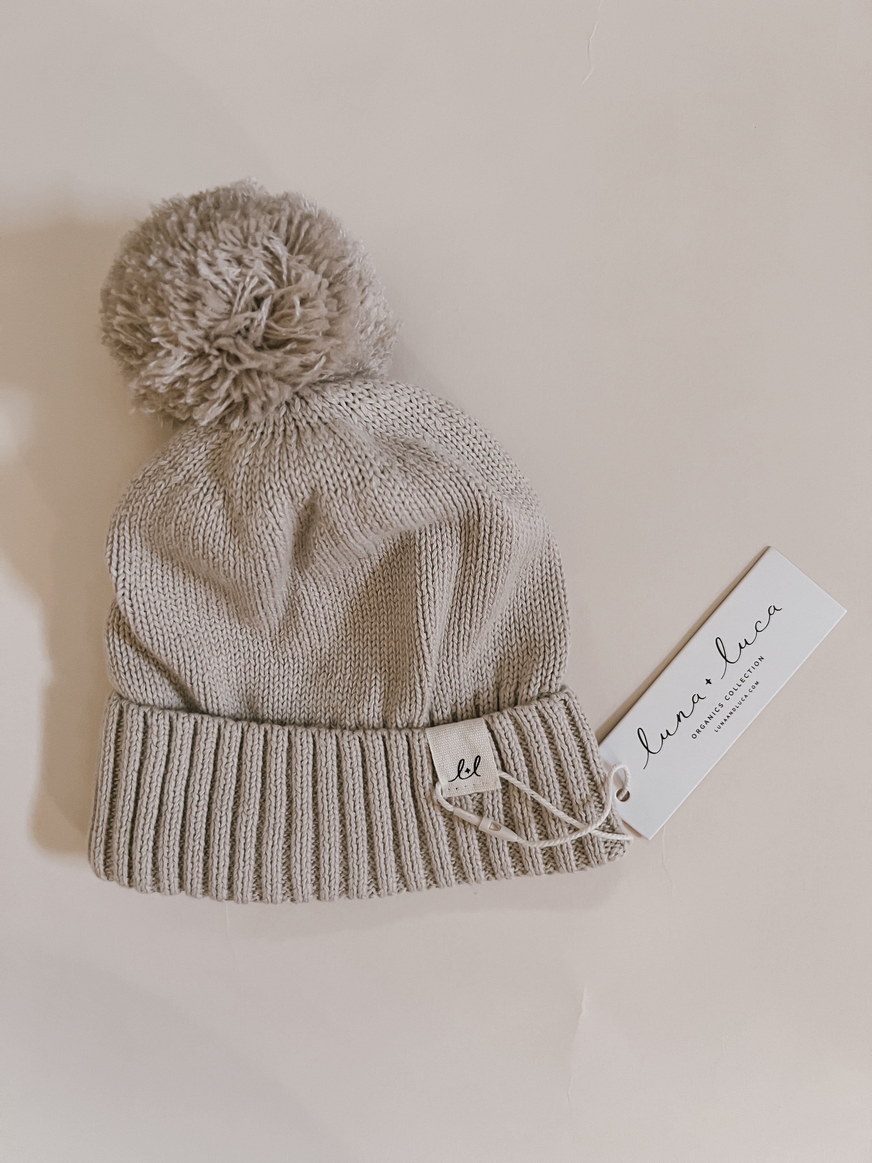 Luna + Luca Pom Beanie - Beige | Milk & Baby